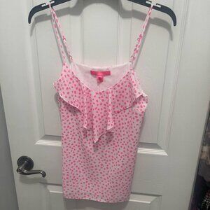 Lilly Pulitzer Pink Dot Ruffle Blouse
